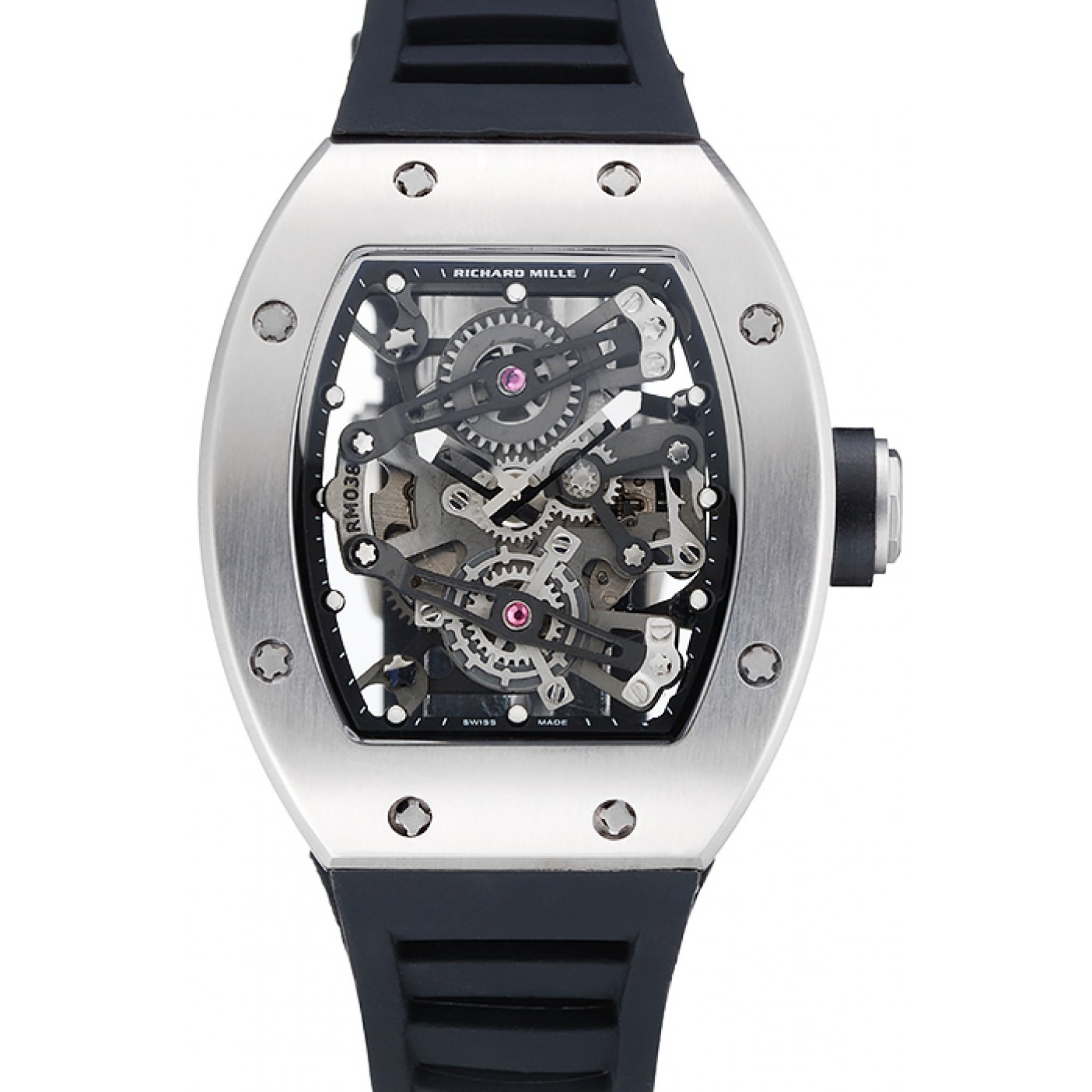 Richard Mille RM 038 Bubba Watson Tourbillion Silver Case Black Rubber Bracelet 1454202